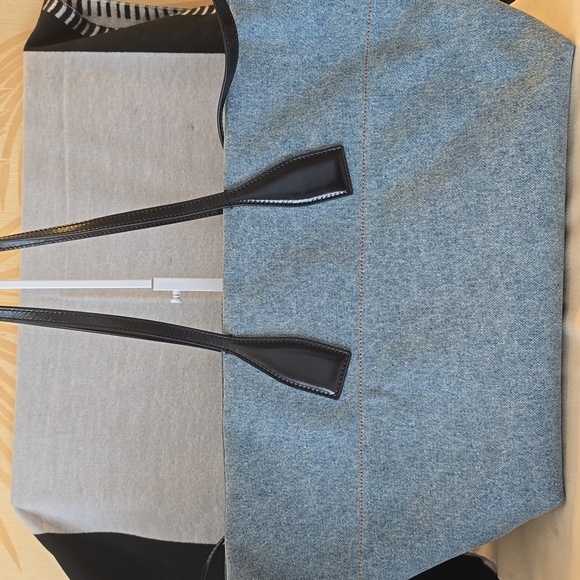 Balmain Leather-trimmed Denim Tote Back - Picture 4 of 6